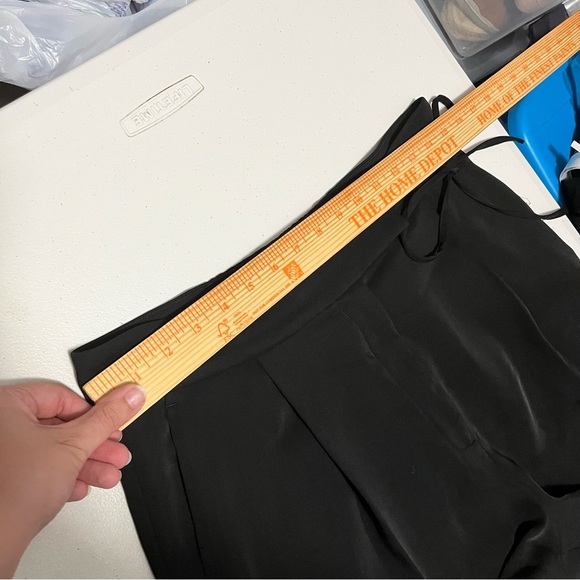 COS Pleated Black Straight Leg High Rise Side Tie Trousers Size 8 L1 - Picture 10 of 10